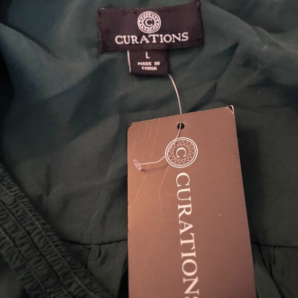 CURATIONS Sleeveless Tiered Surplice Viscose Tunic Blouse, Green, Large - Picture 13 of 15